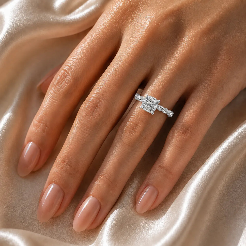 Cushion Cut Twisted Engagement Ring