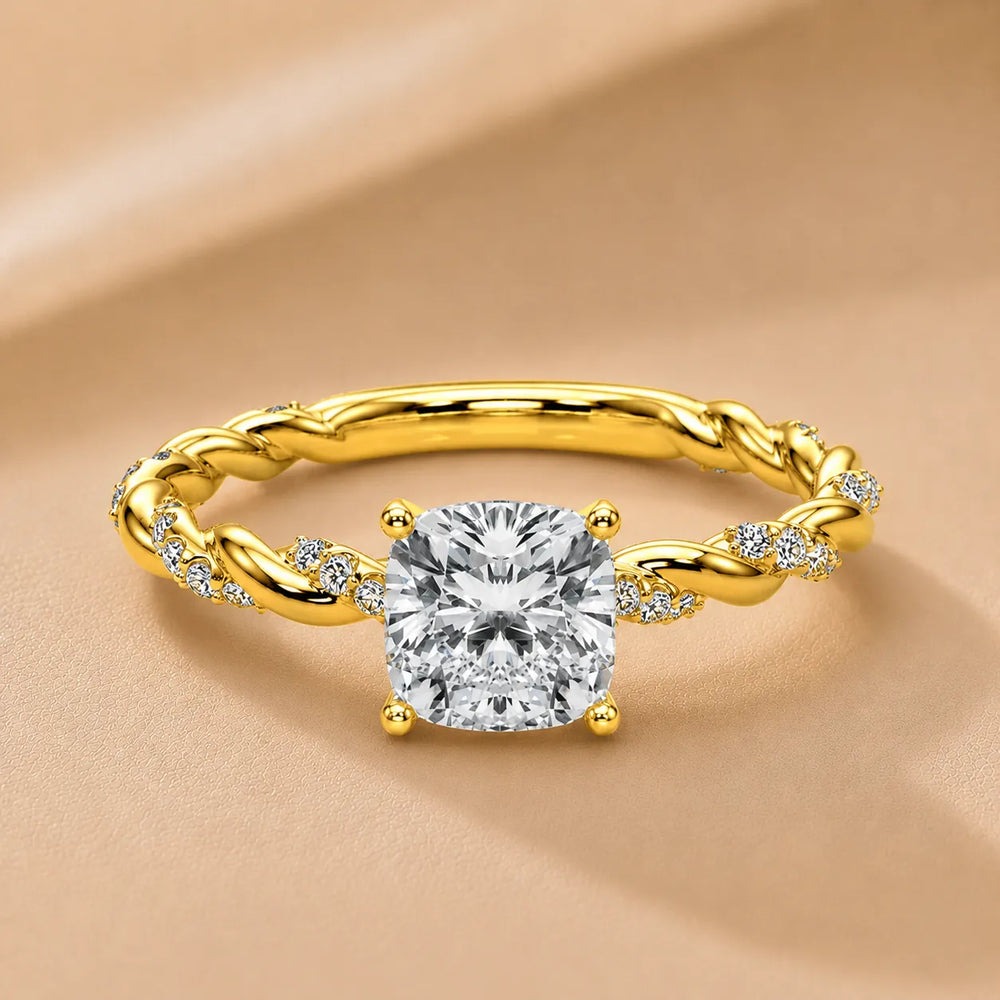 Cushion Cut Twisted Engagement Ring
