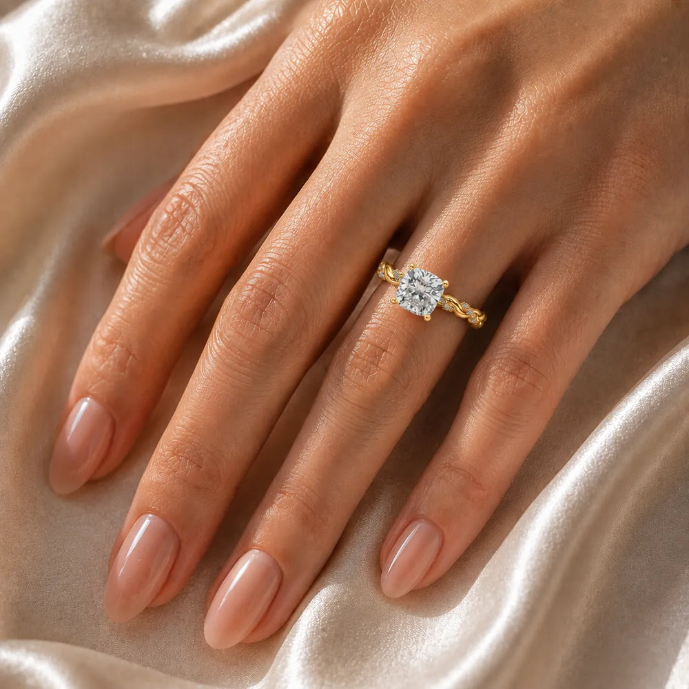 Cushion Cut Twisted Engagement Ring