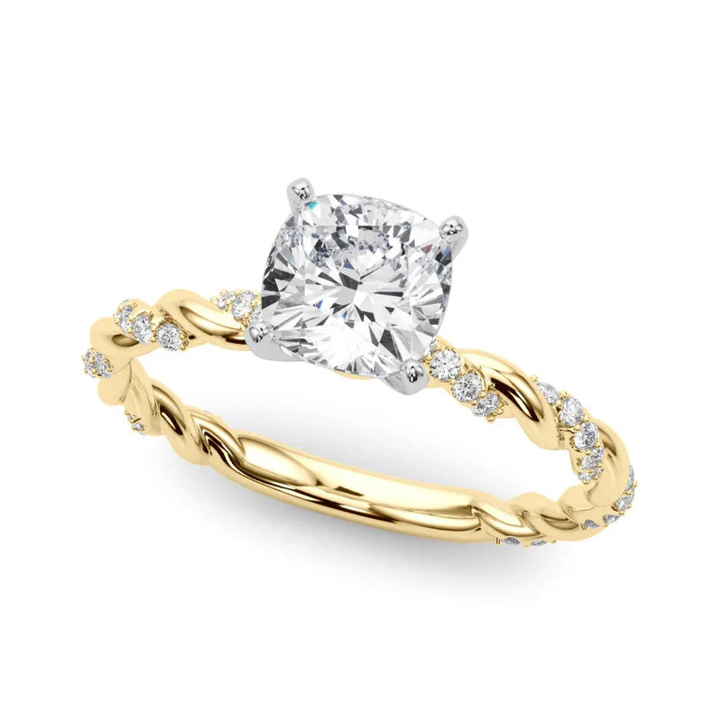 Cushion Cut Twisted Engagement Ring