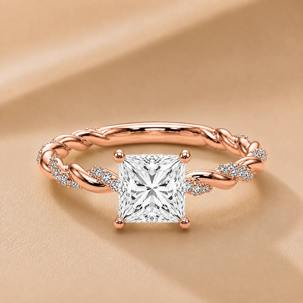 Cushion Cut Twisted Engagement Ring