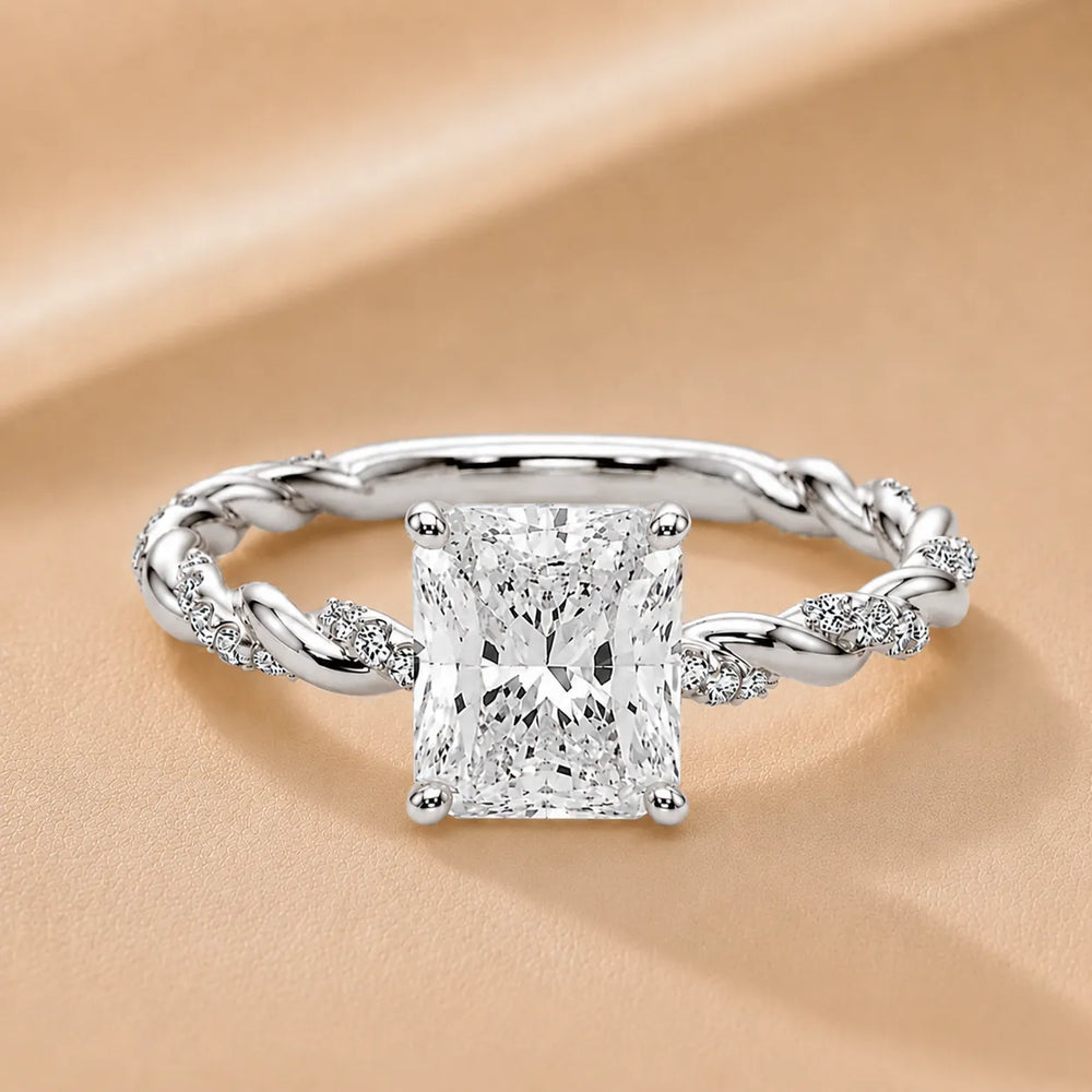 Cushion Cut Twisted Engagement Ring