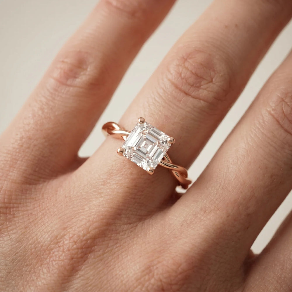 Iris Twist Asscher Diamond Engagement Ring