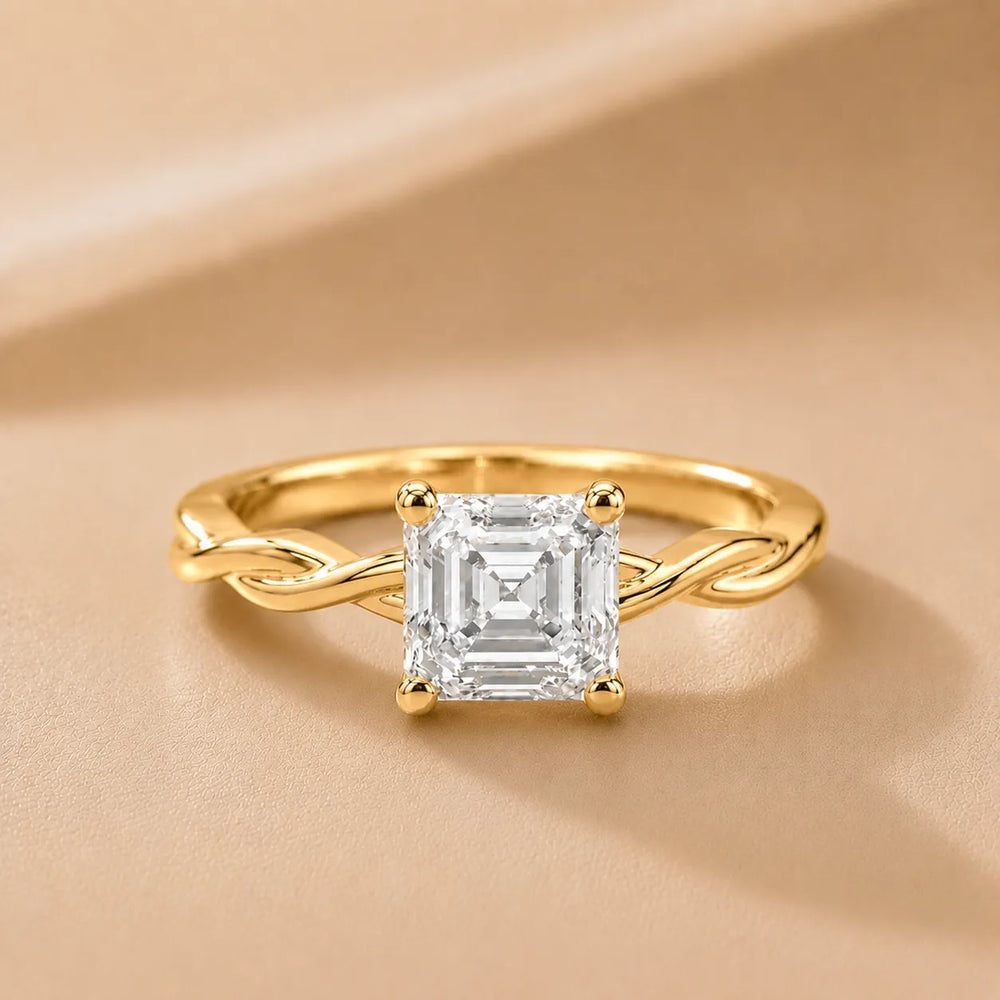 Iris Twist Asscher Diamond Engagement Ring