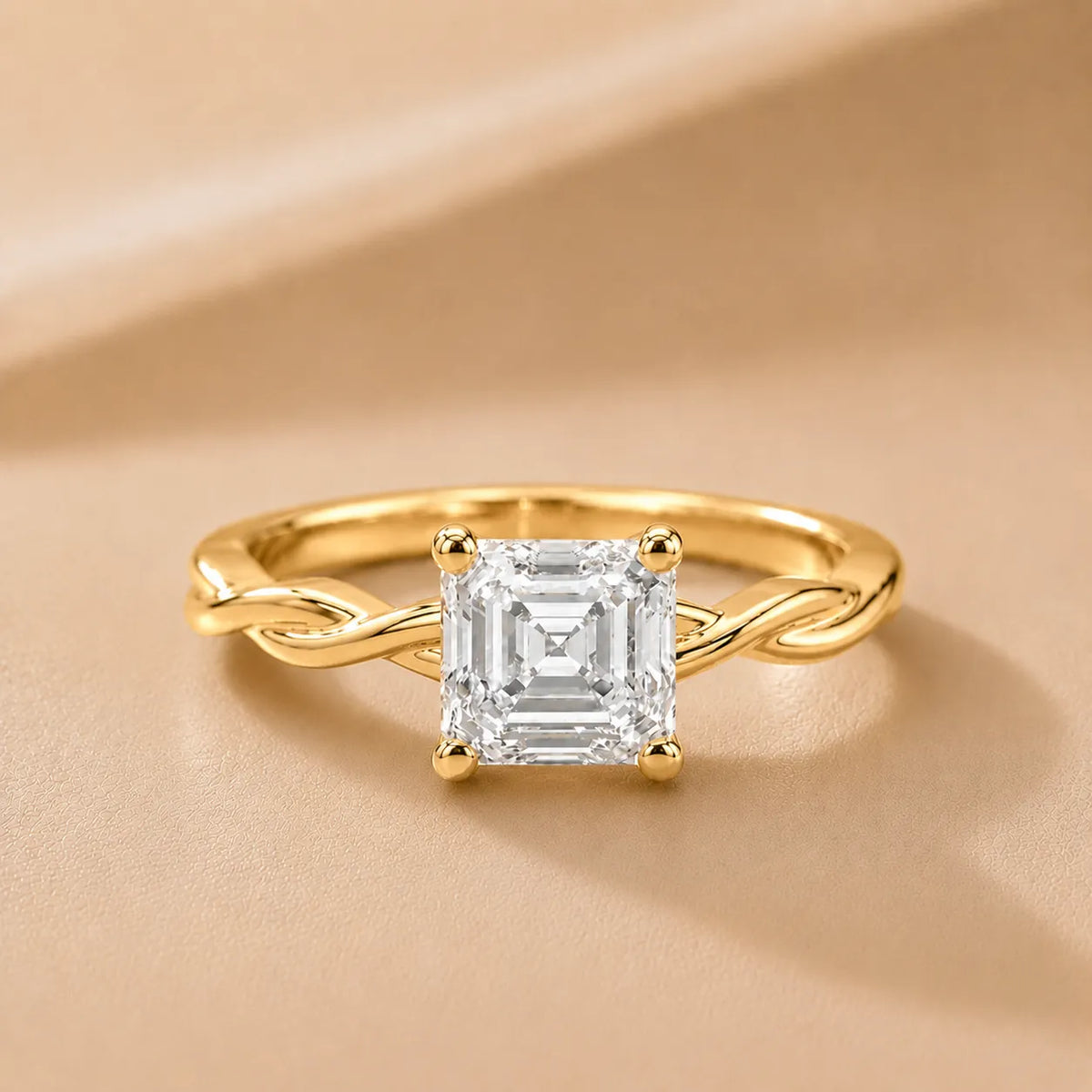 Iris Twist Asscher Diamond Engagement Ring