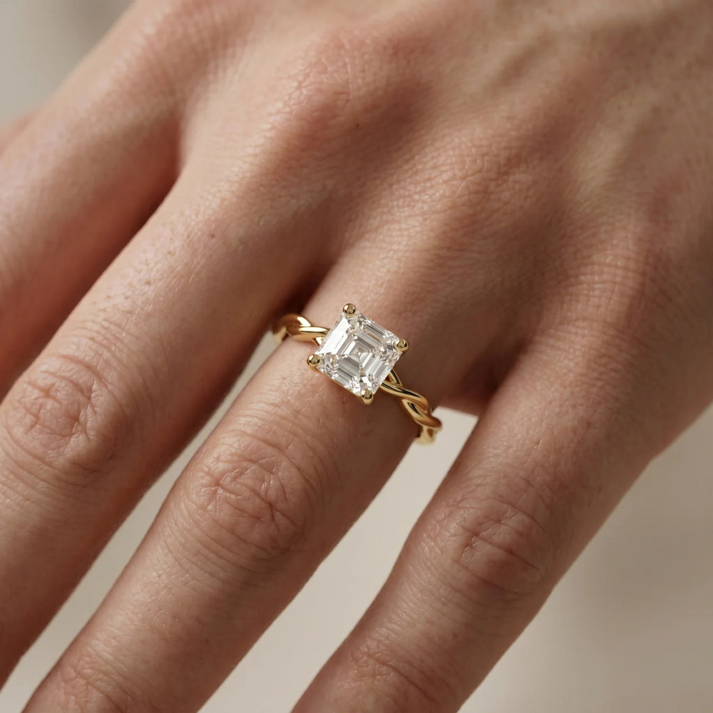 Iris Twist Asscher Diamond Engagement Ring