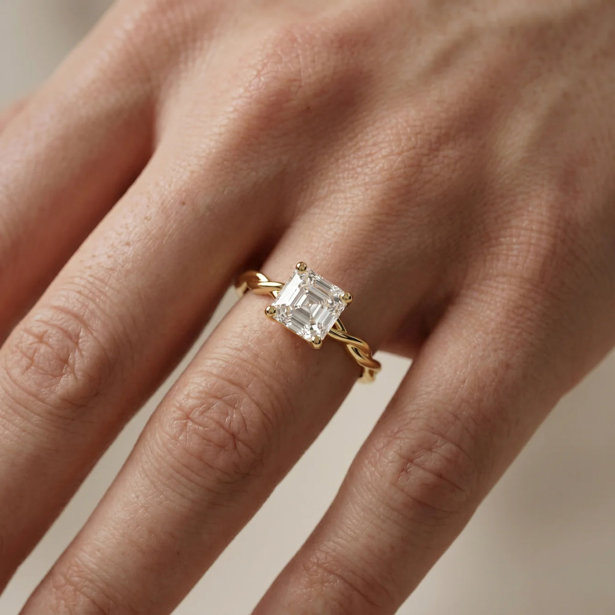 Iris Twist Asscher Diamond Engagement Ring