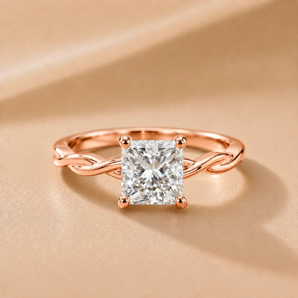 Iris Twist Asscher Diamond Engagement Ring