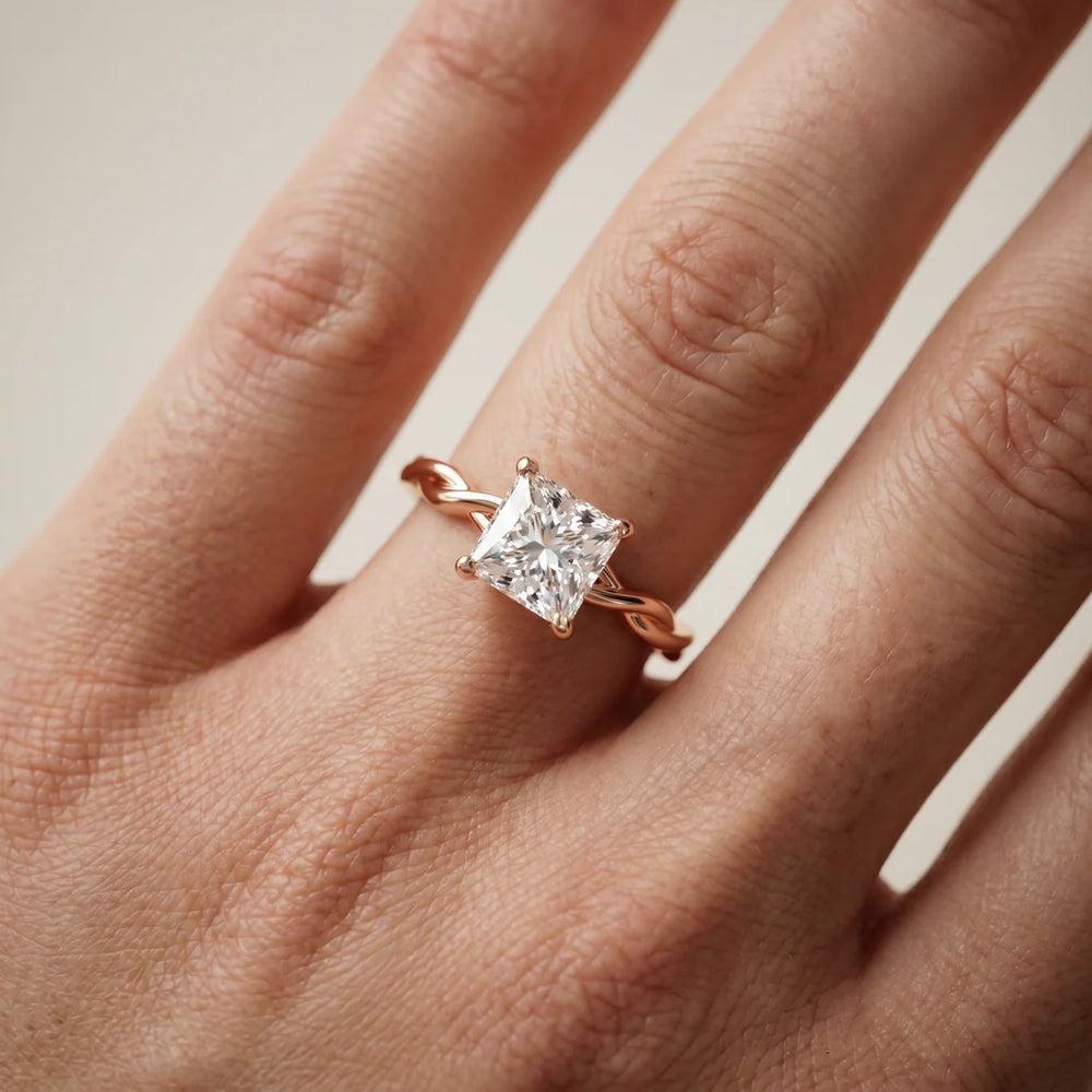 Iris Twist Asscher Diamond Engagement Ring
