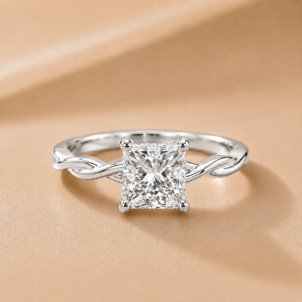 Iris Twist Asscher Diamond Engagement Ring