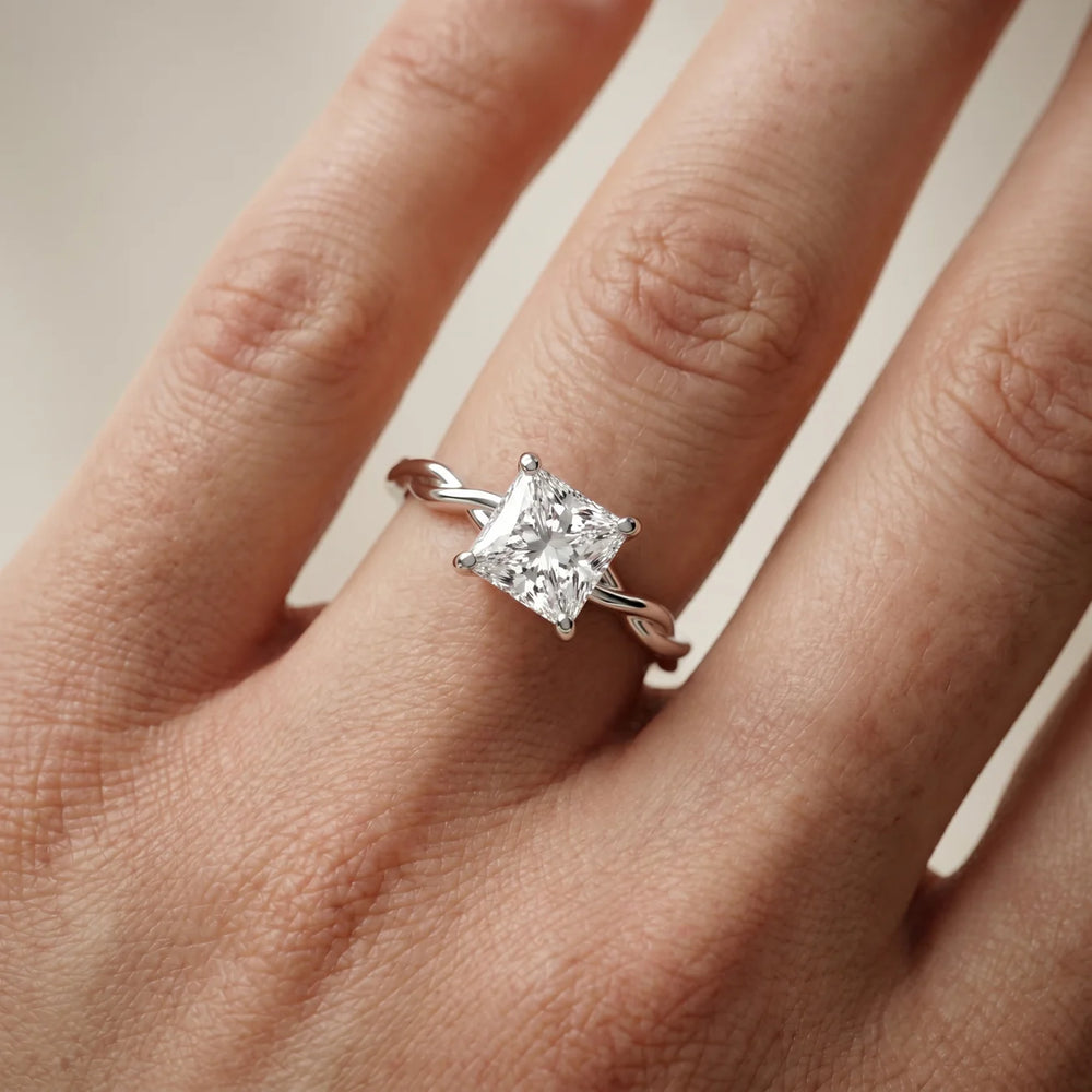 Iris Twist Asscher Diamond Engagement Ring