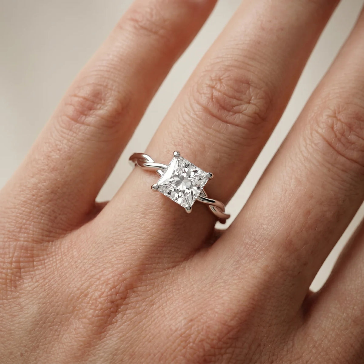 Iris Twist Asscher Diamond Engagement Ring