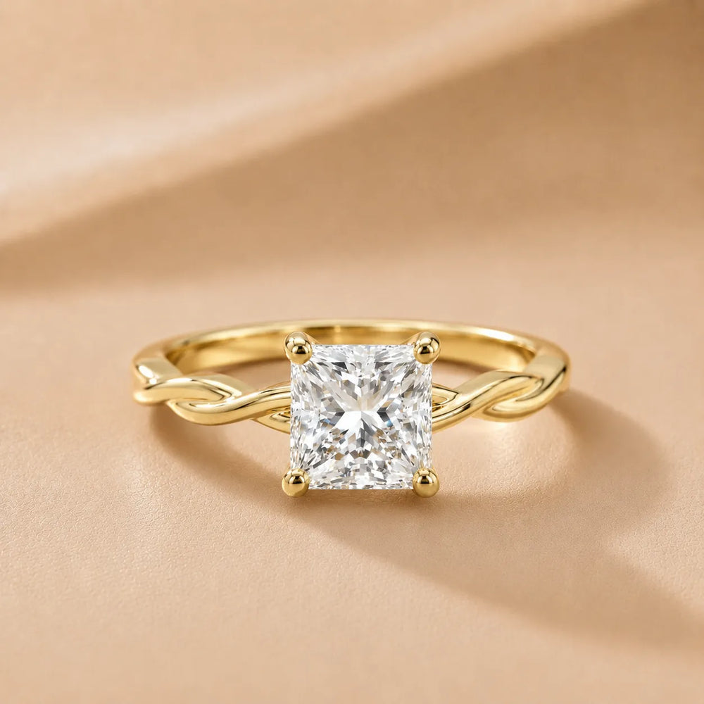 Iris Twist Asscher Diamond Engagement Ring