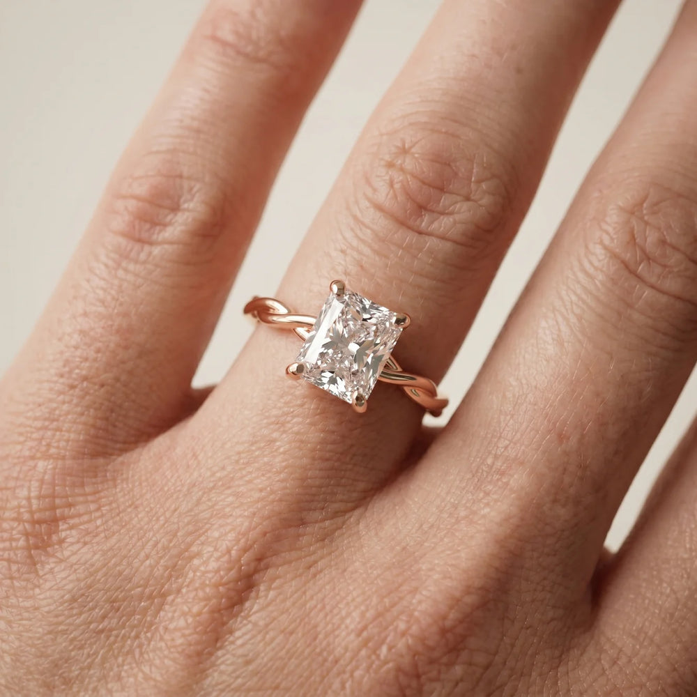 Iris Twist Asscher Diamond Engagement Ring
