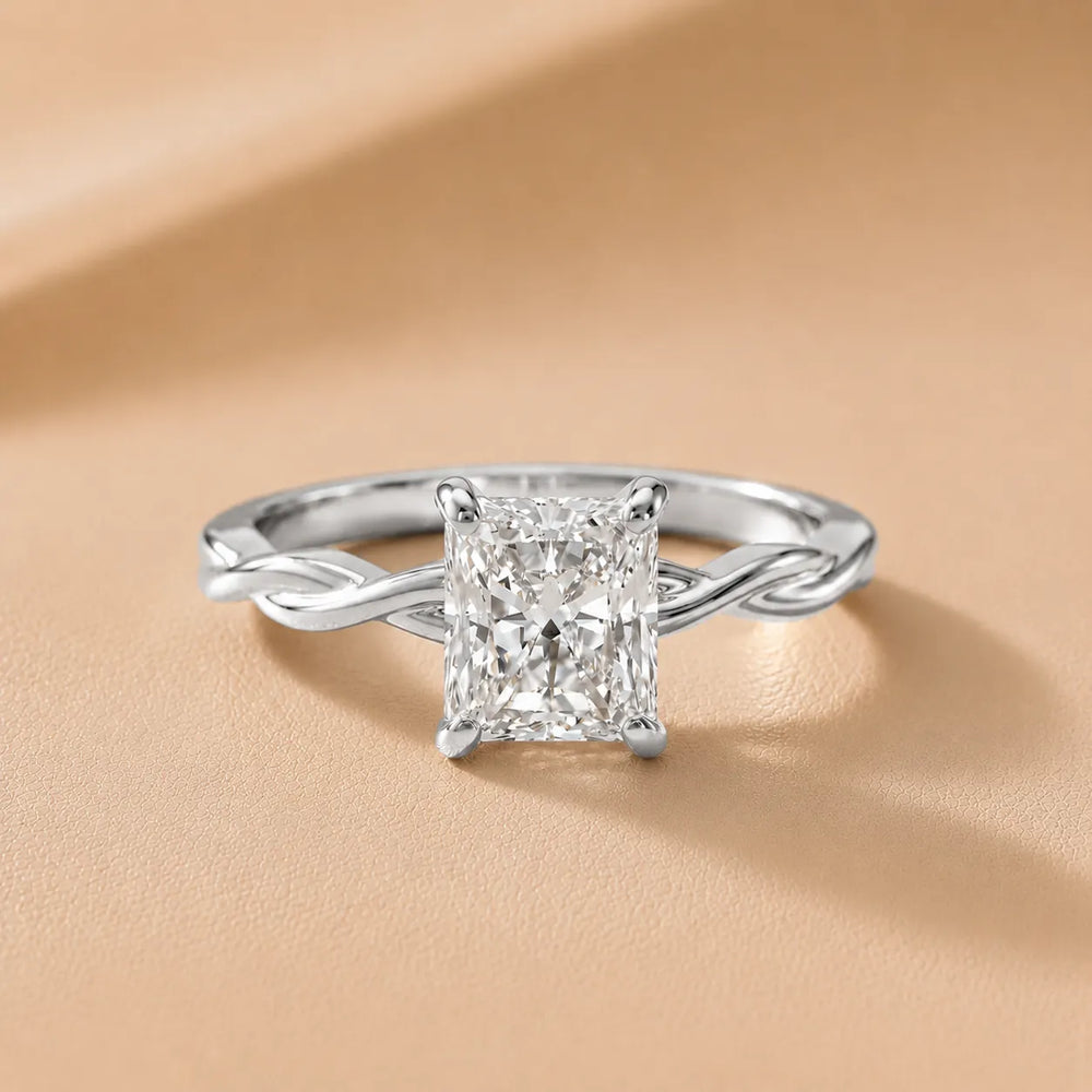 Iris Twist Asscher Diamond Engagement Ring