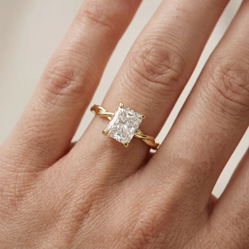 Iris Twist Asscher Diamond Engagement Ring