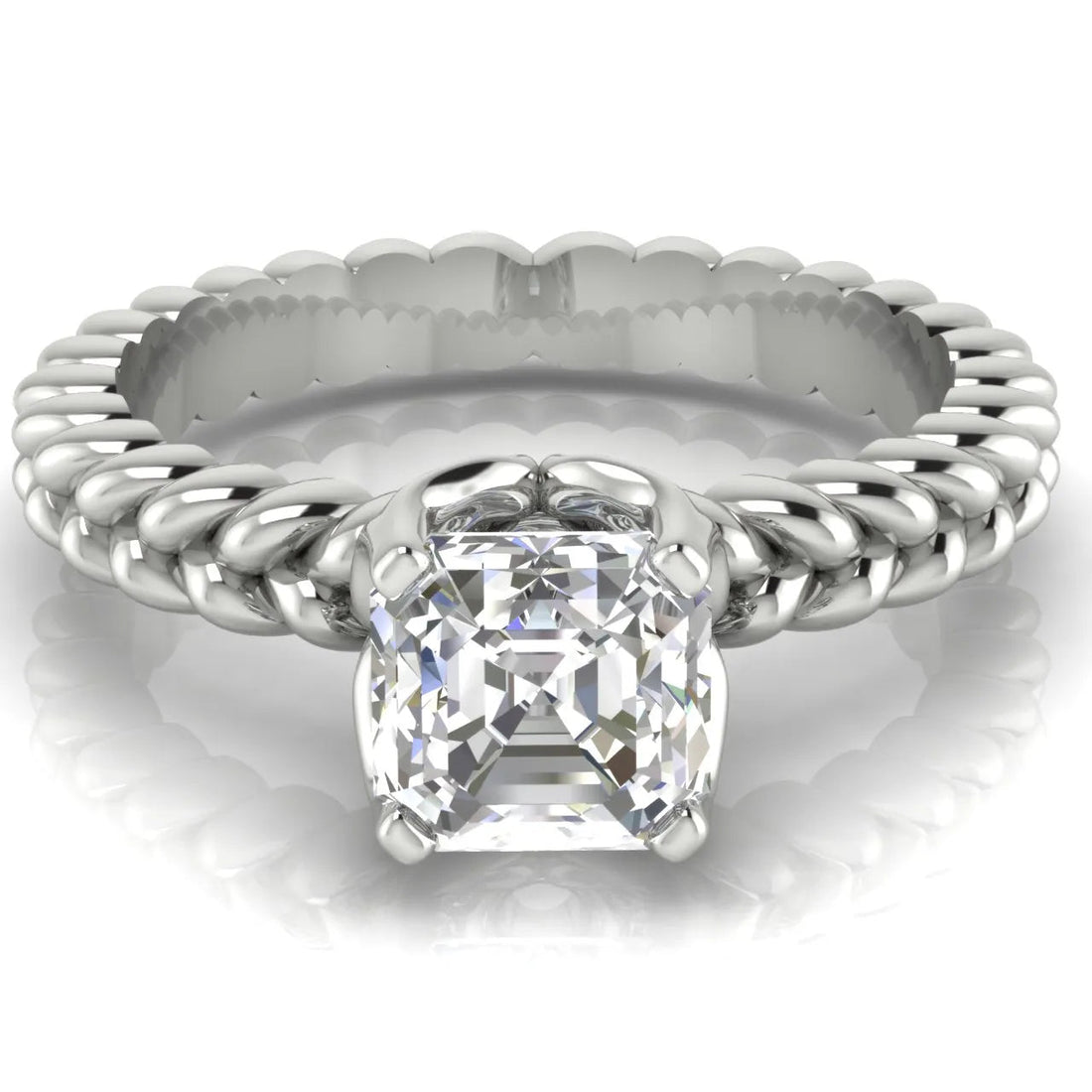 Vintage-Inspired Solitaire Ring with Twisted Band (925 Sterling Silver)