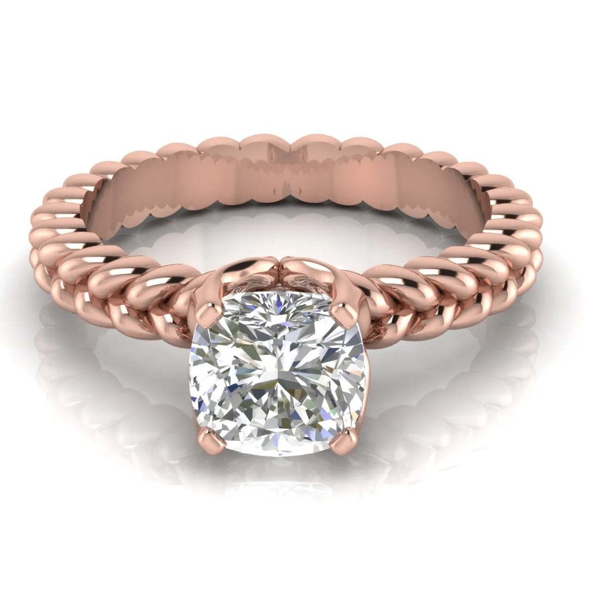 Vintage-Inspired Solitaire Ring with Twisted Band (925 Sterling Silver)