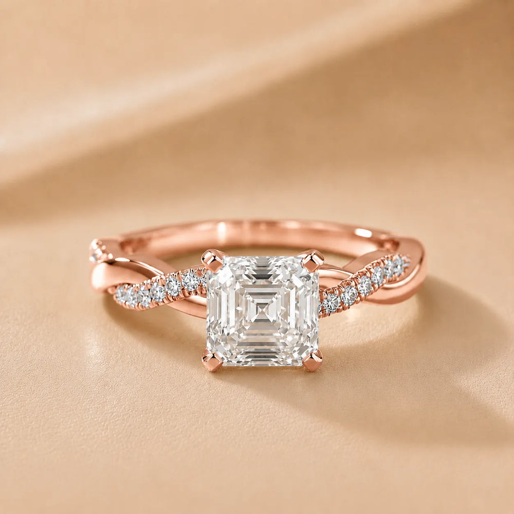 Twisted Side Stone Round Diamond Engagement Ring