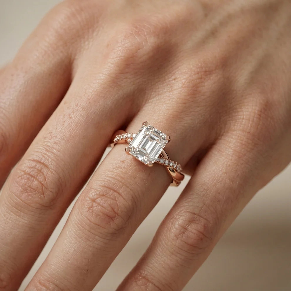 Twisted Side Stone Round Diamond Engagement Ring