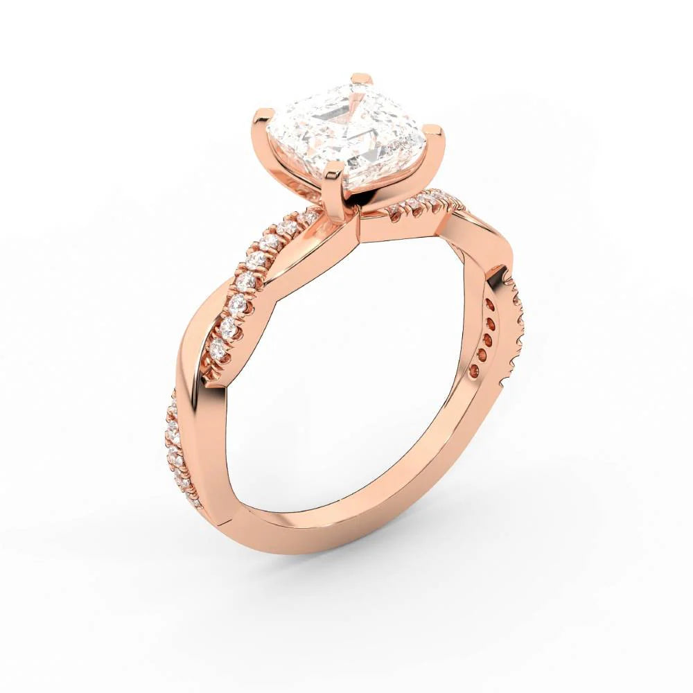 Twisted Side Stone Round Diamond Engagement Ring