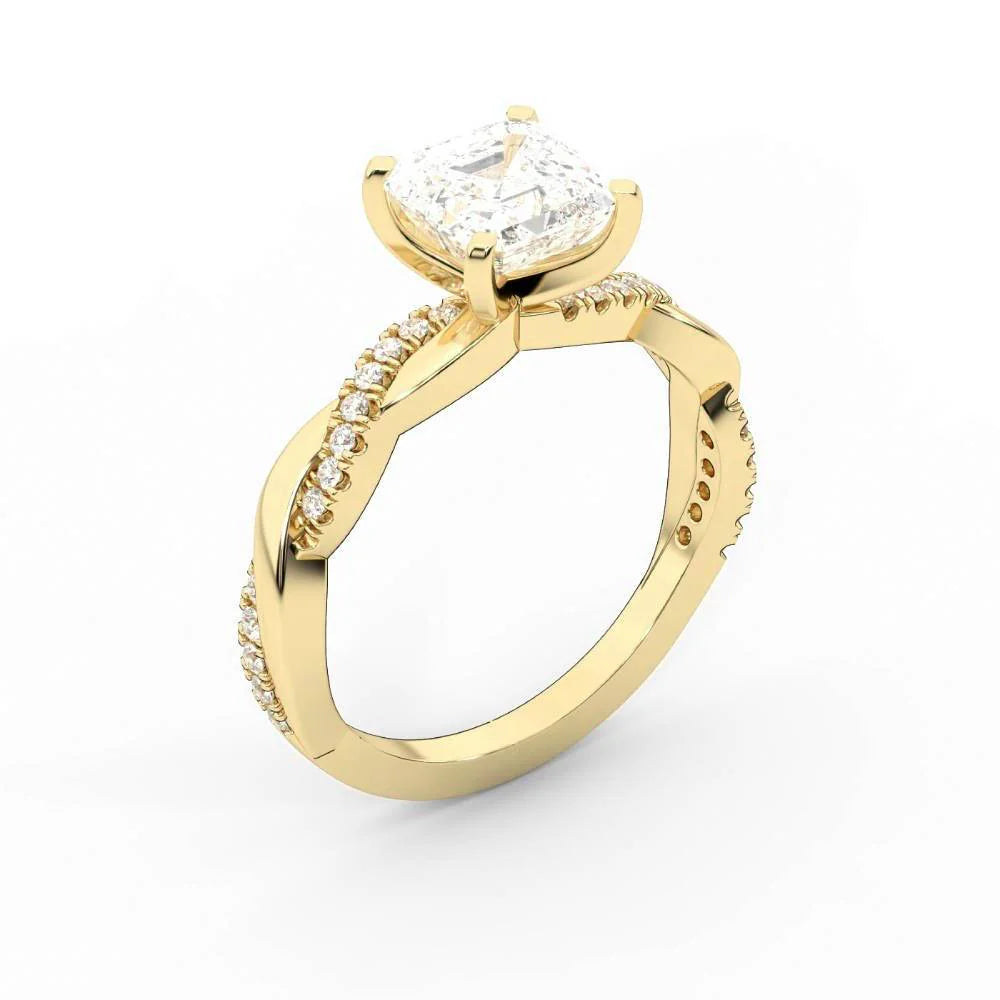Twisted Side Stone Round Diamond Engagement Ring