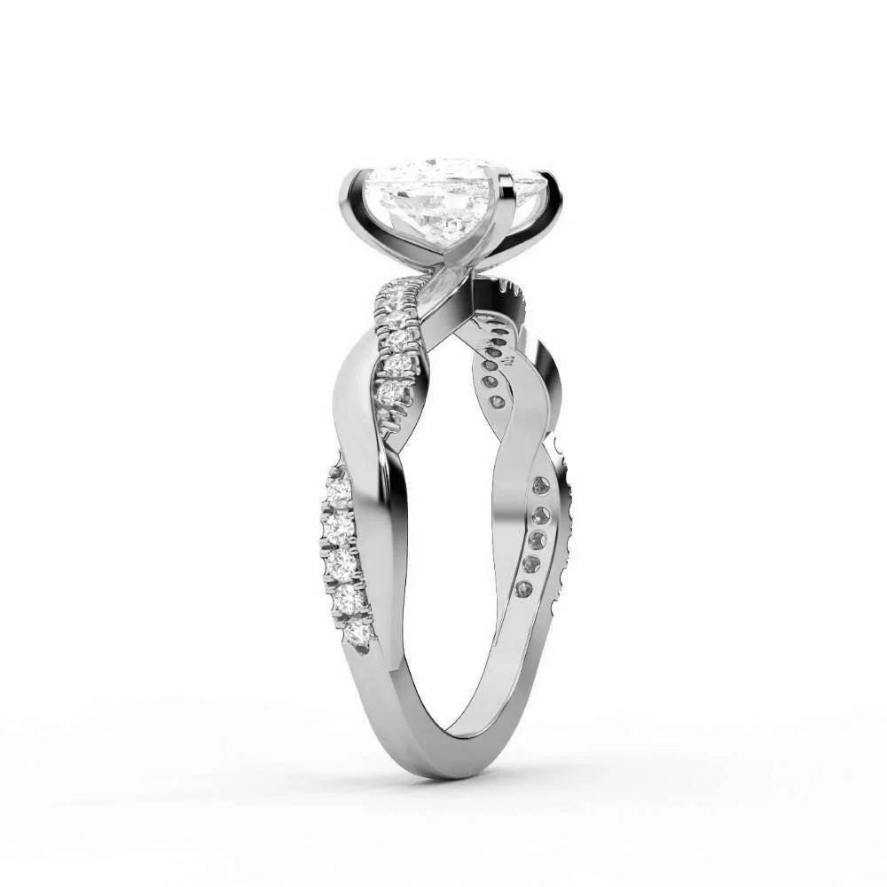 Twisted Side Stone Round Diamond Engagement Ring