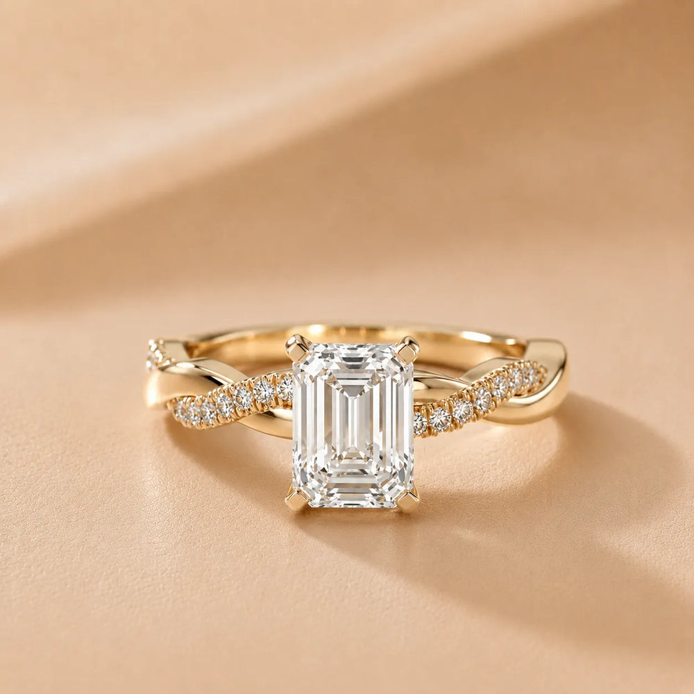 Twisted Side Stone Round Diamond Engagement Ring
