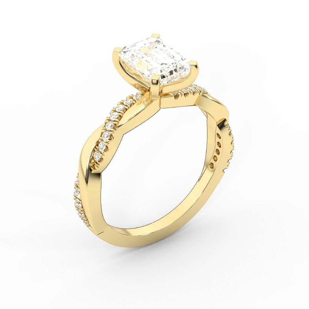 Twisted Side Stone Round Diamond Engagement Ring