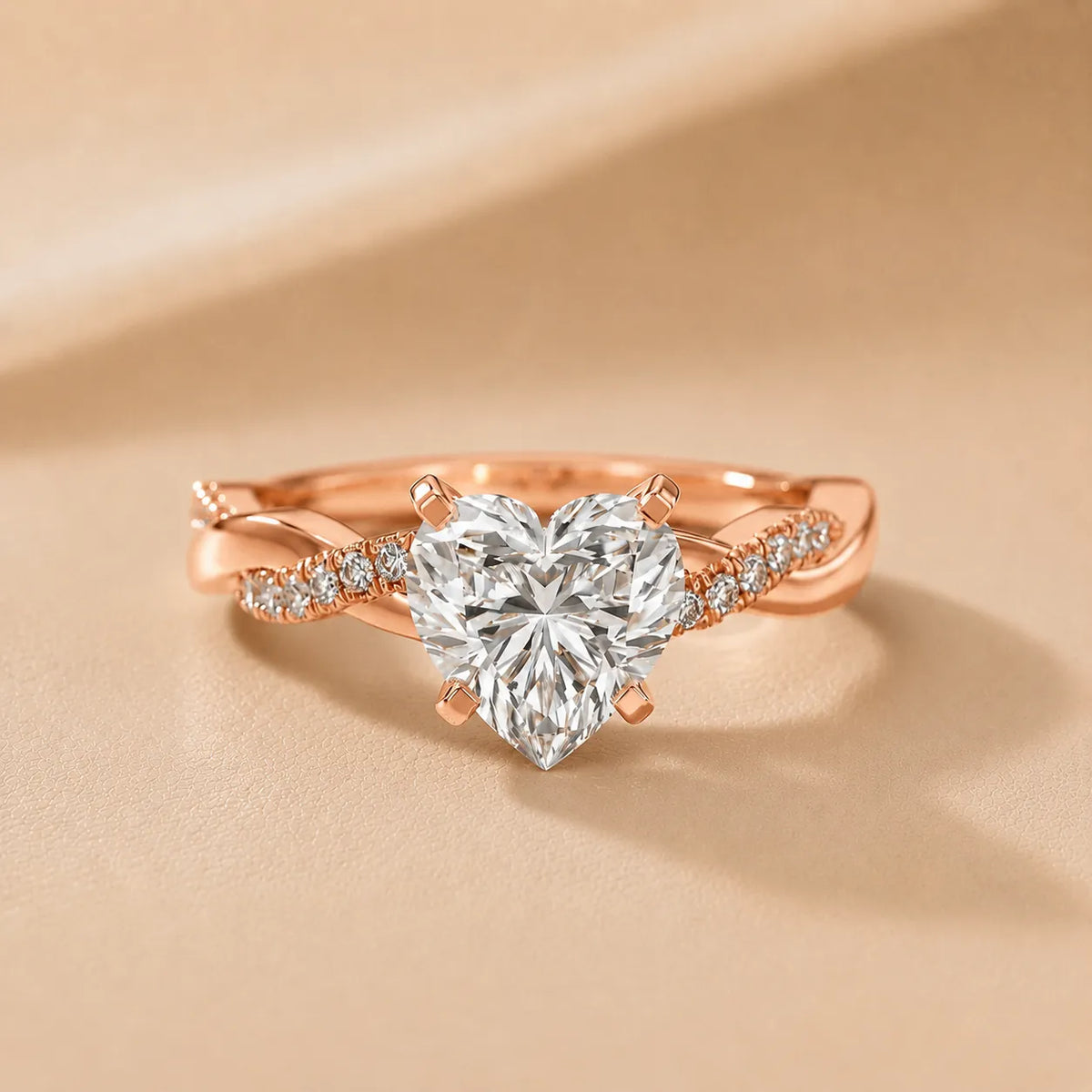 Twisted Side Stone Round Diamond Engagement Ring