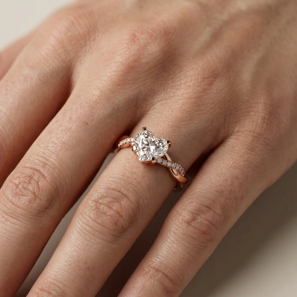 Twisted Side Stone Round Diamond Engagement Ring