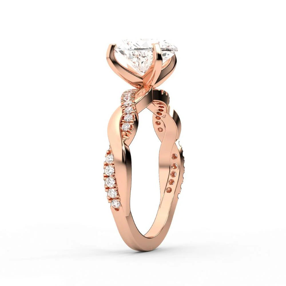 Twisted Side Stone Round Diamond Engagement Ring