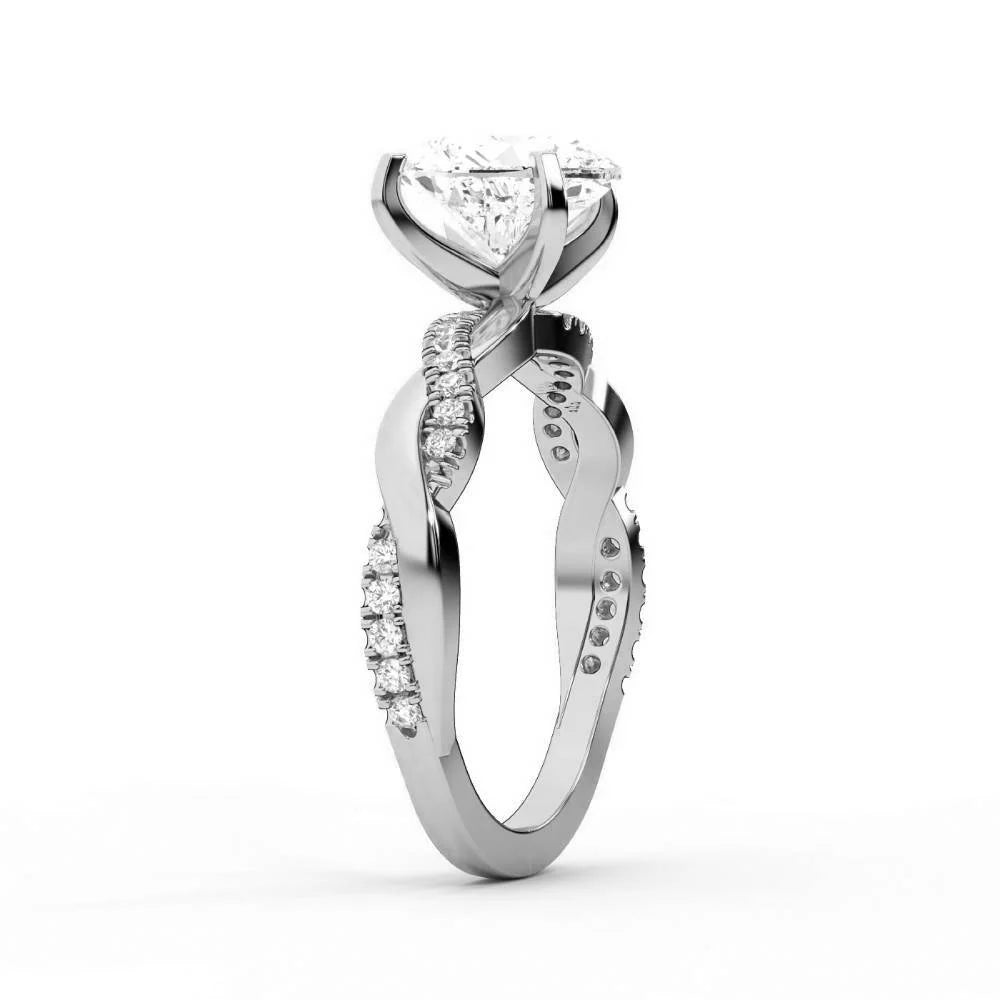 Twisted Side Stone Round Diamond Engagement Ring