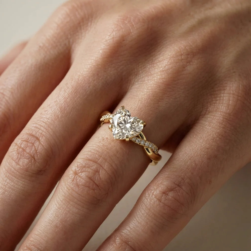 Twisted Side Stone Round Diamond Engagement Ring