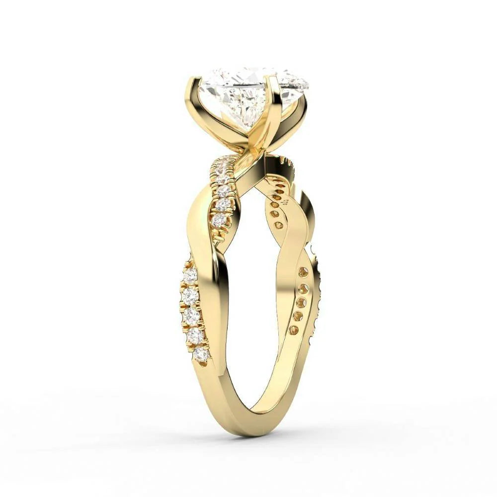 Twisted Side Stone Round Diamond Engagement Ring