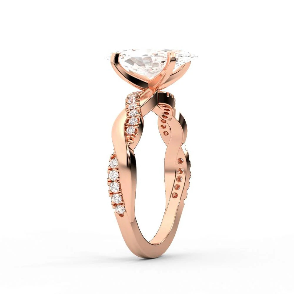 Twisted Side Stone Round Diamond Engagement Ring