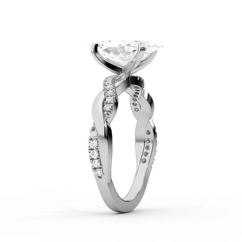 Twisted Side Stone Round Diamond Engagement Ring