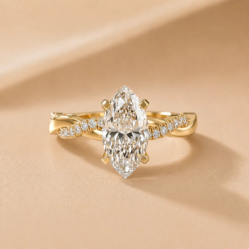 Twisted Side Stone Round Diamond Engagement Ring