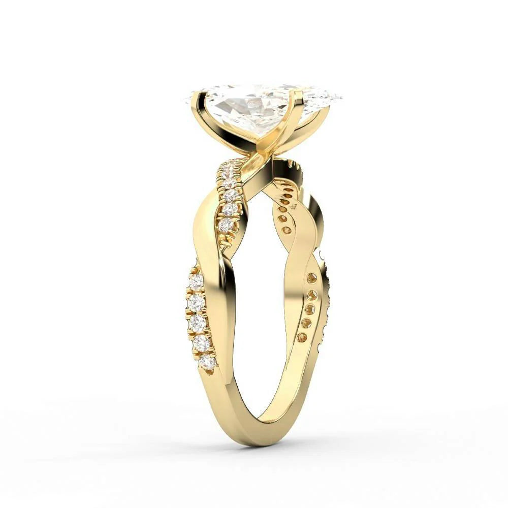 Twisted Side Stone Round Diamond Engagement Ring