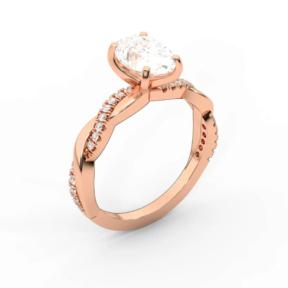 Twisted Side Stone Round Diamond Engagement Ring
