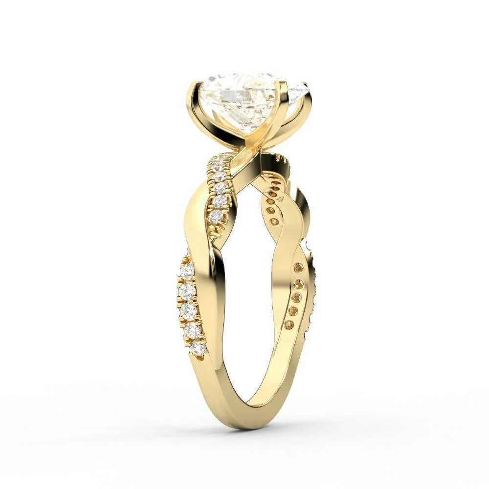 Twisted Side Stone Round Diamond Engagement Ring