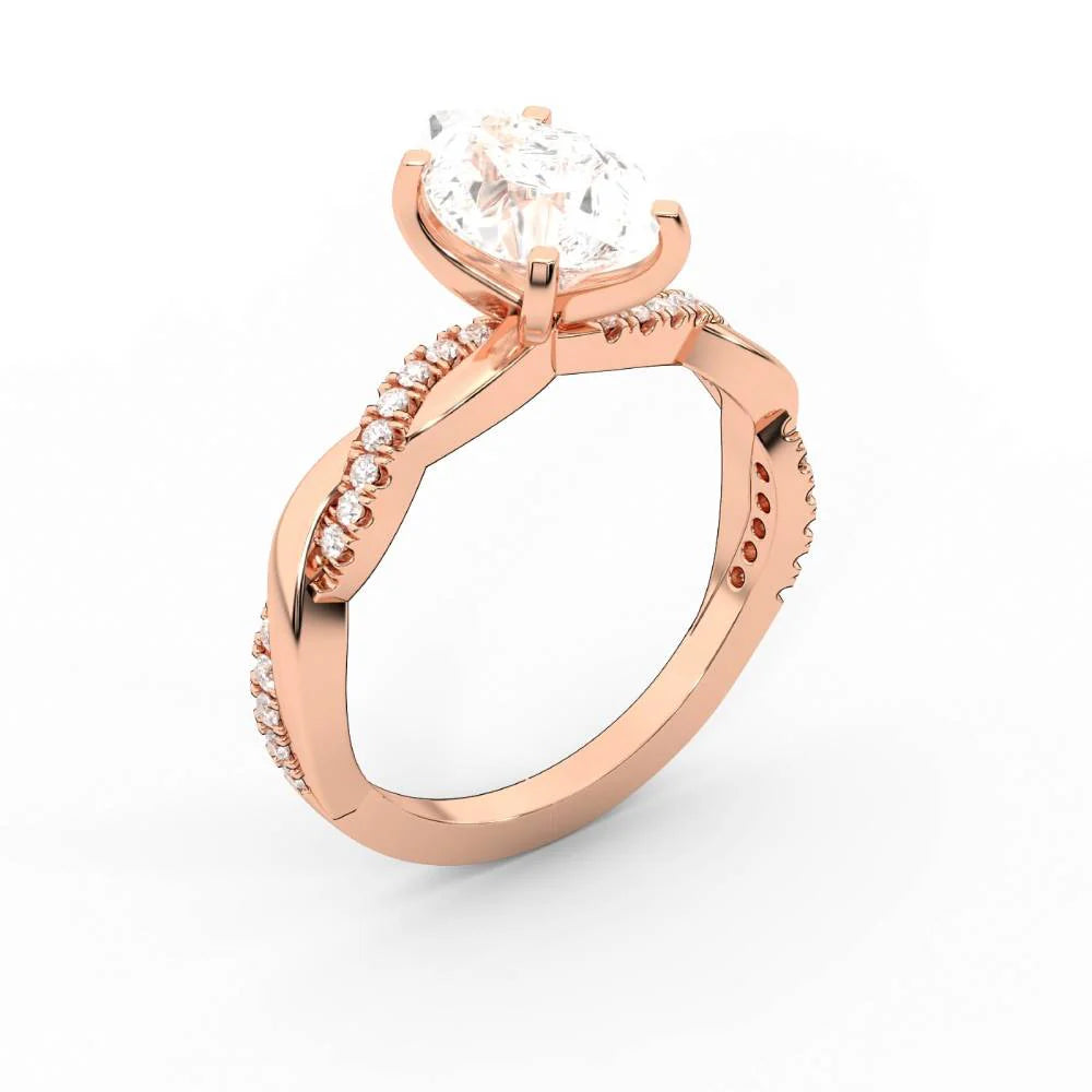 Twisted Side Stone Round Diamond Engagement Ring