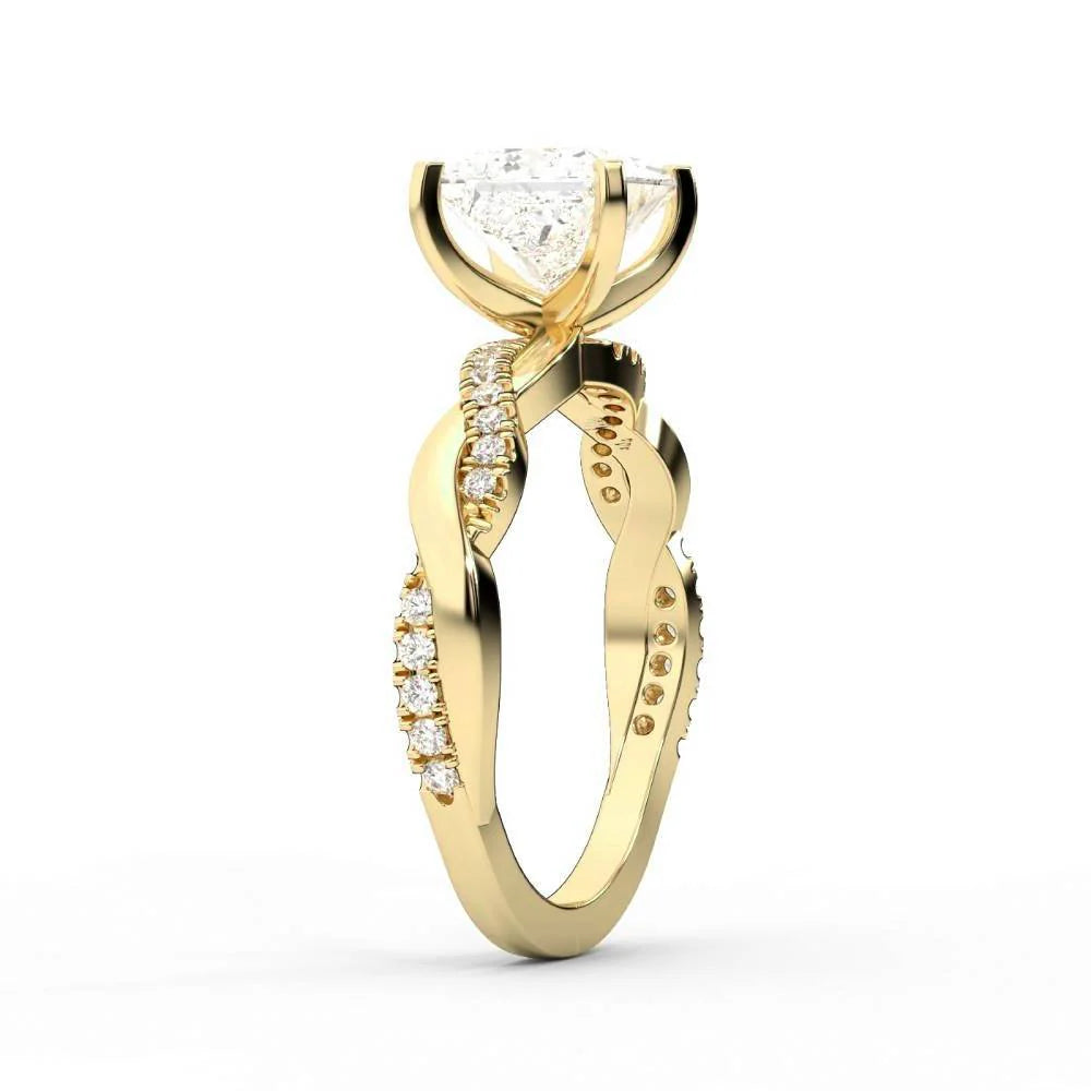 Twisted Side Stone Round Diamond Engagement Ring