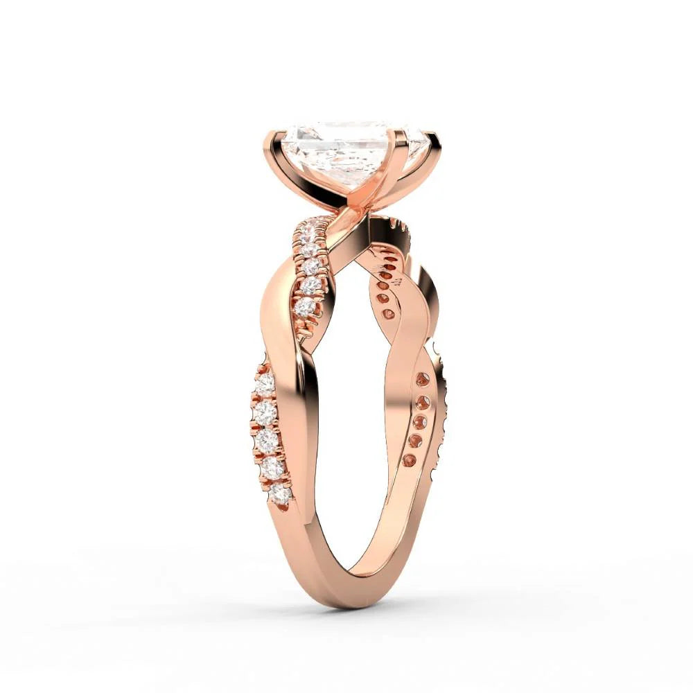 Twisted Side Stone Round Diamond Engagement Ring