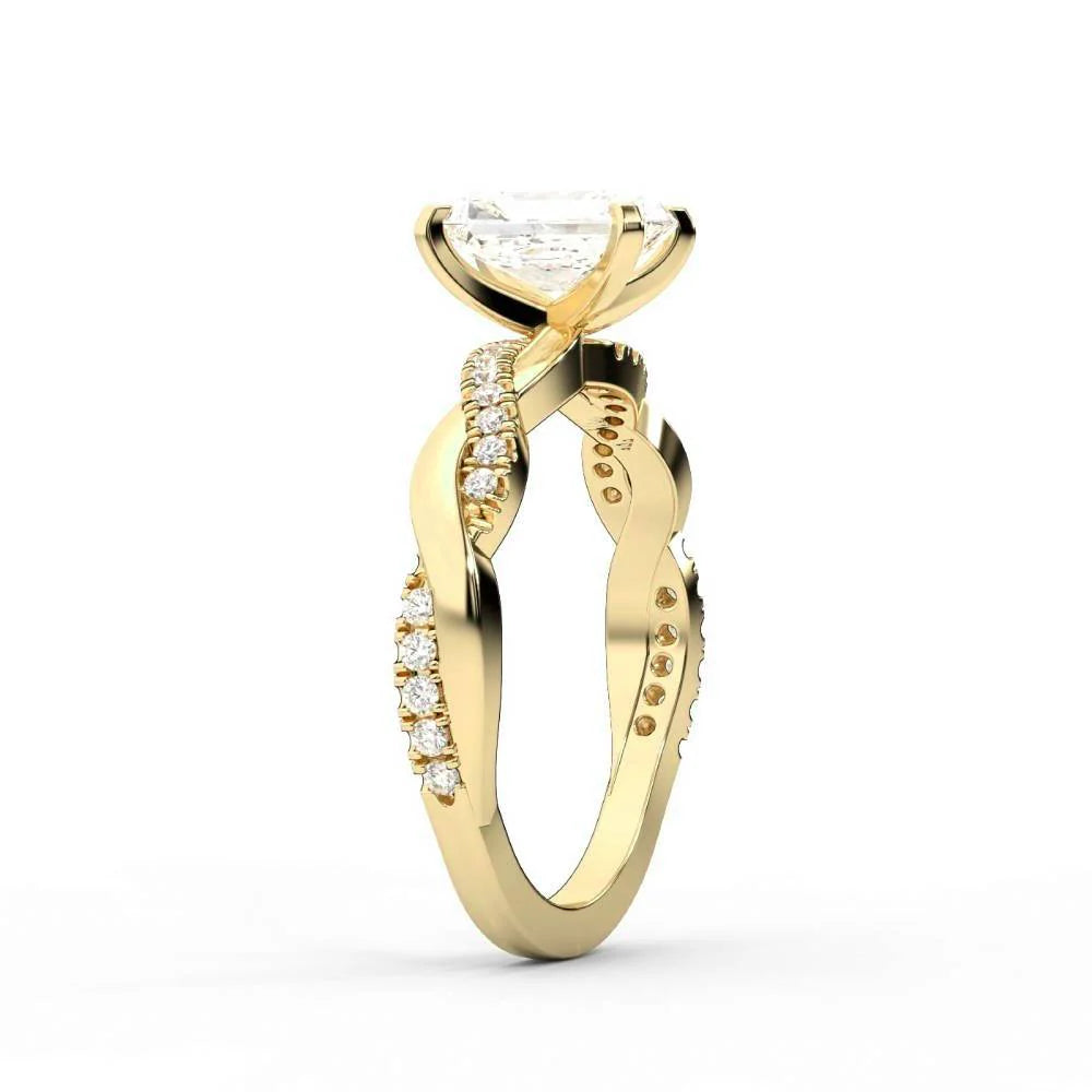 Twisted Side Stone Round Diamond Engagement Ring