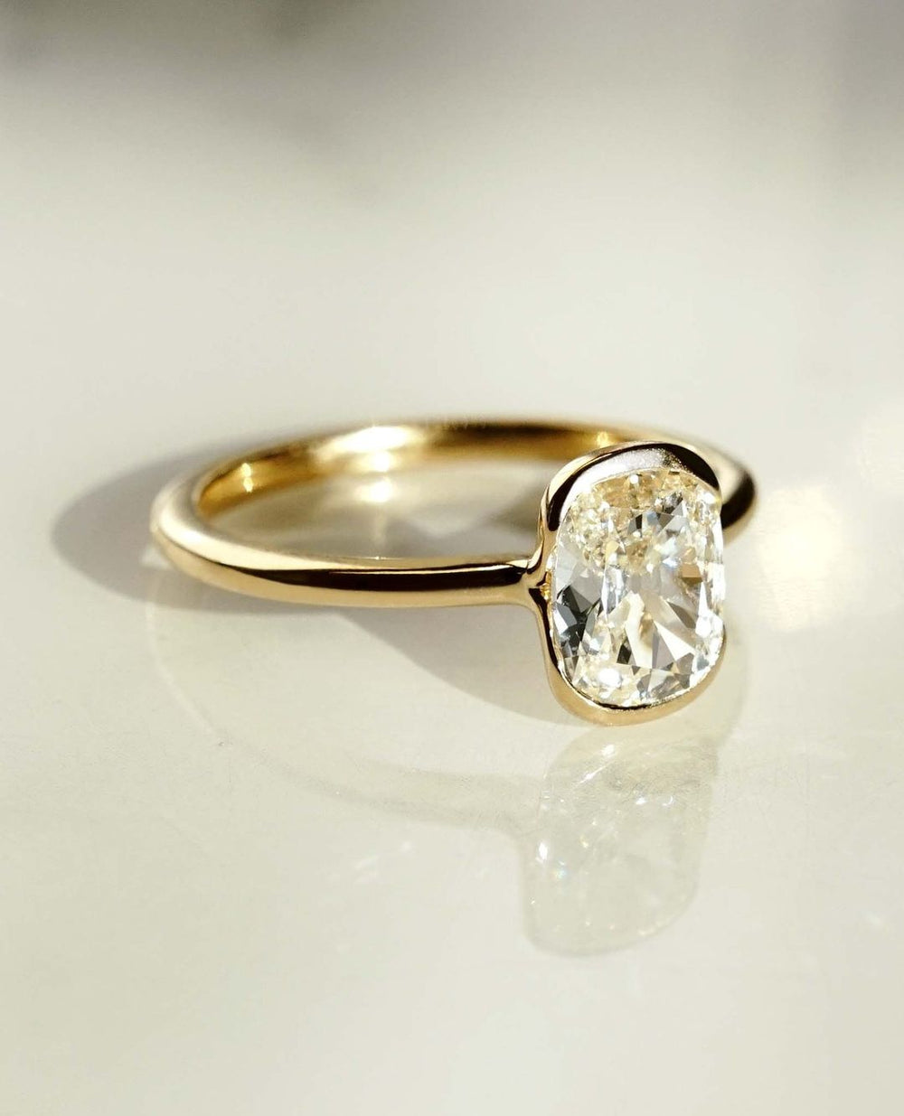 Old mine Cushion Cut Labgrown Engagement Ring