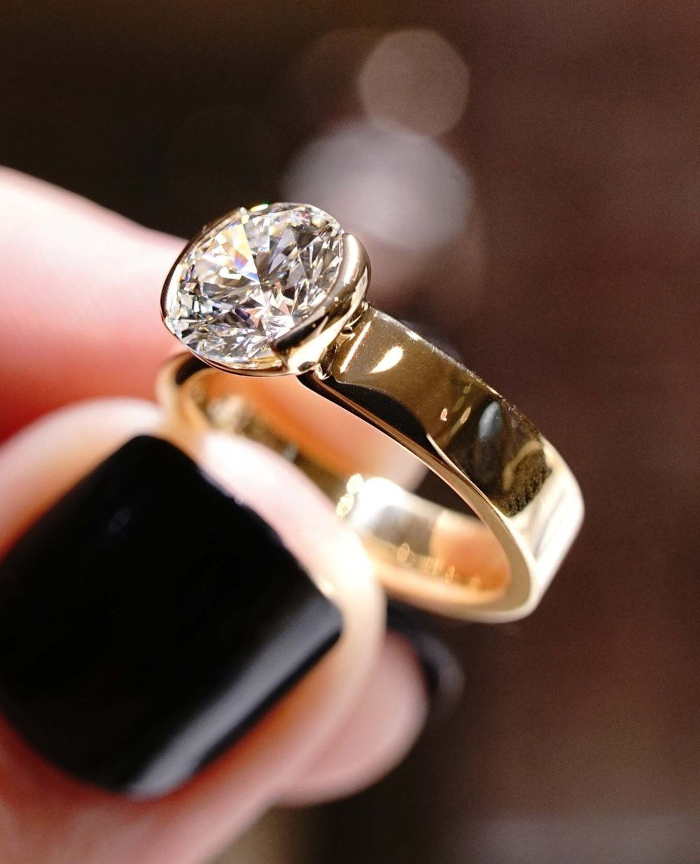 Bezel Set Round Brilliant Cut Labgrown Engagement Ring