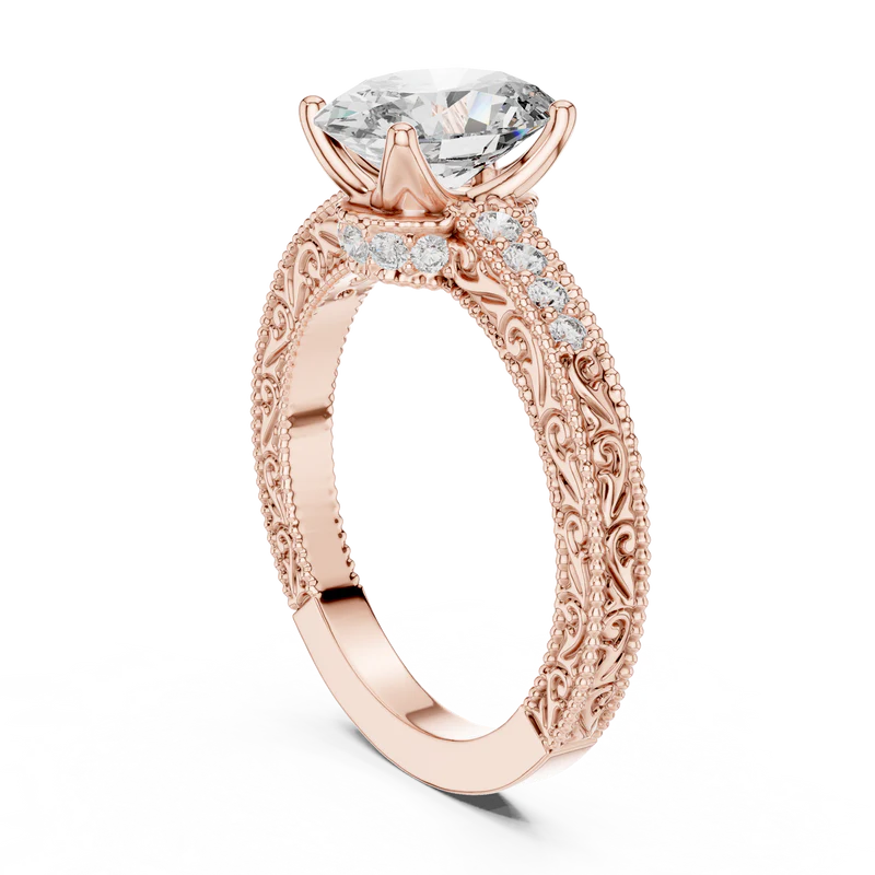 Victorian Whisper Oval Halo  Ring