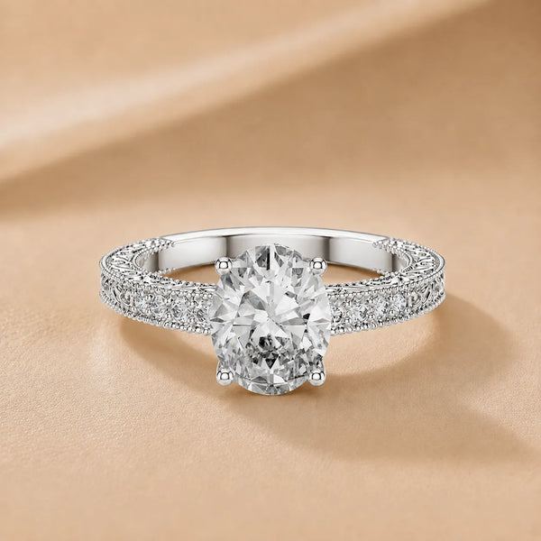 Victorian Whisper Oval Halo  Ring