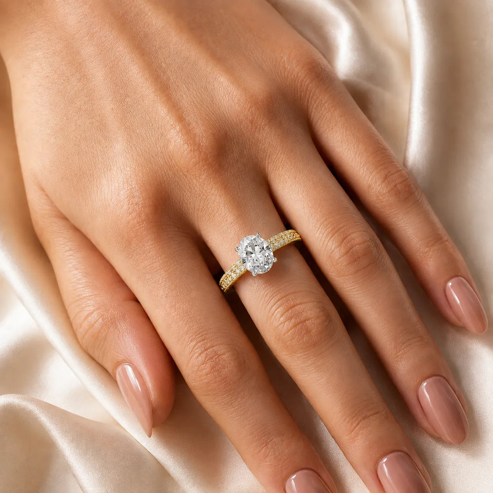Victorian Whisper Oval Halo  Ring